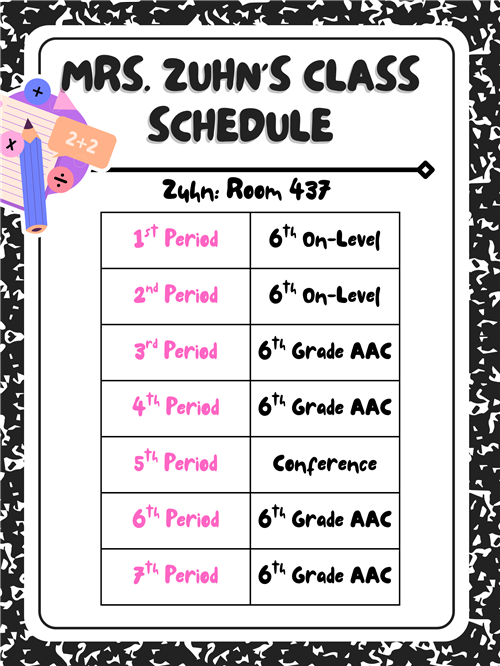 Mrs. Zuhn's Schedule